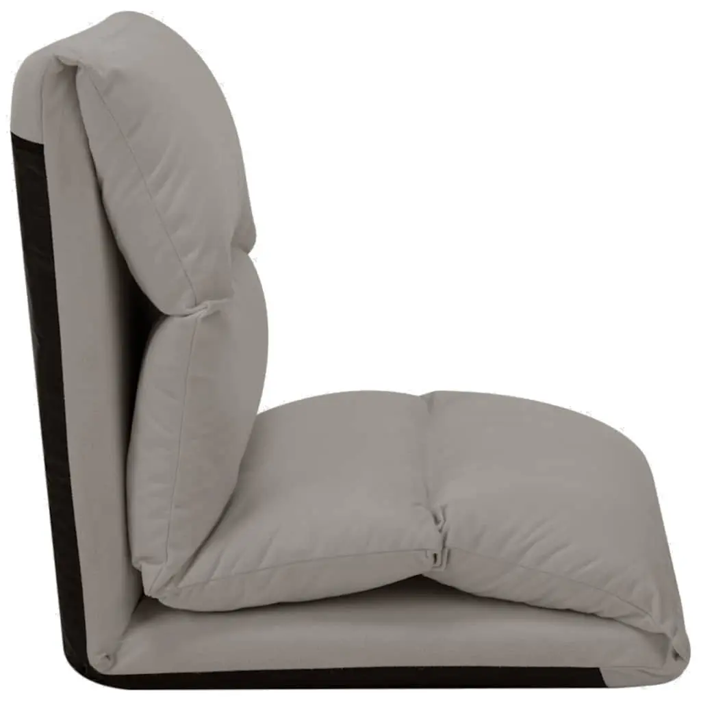 Adjustable Microfibre Floor Chair Grey Folding Lounger Indoor Outdoor Relaxation Seat