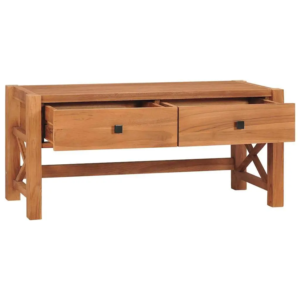 TV Cabinet 100x40x45 cm Teak Wood Storage Unit with Drawers Living Room
