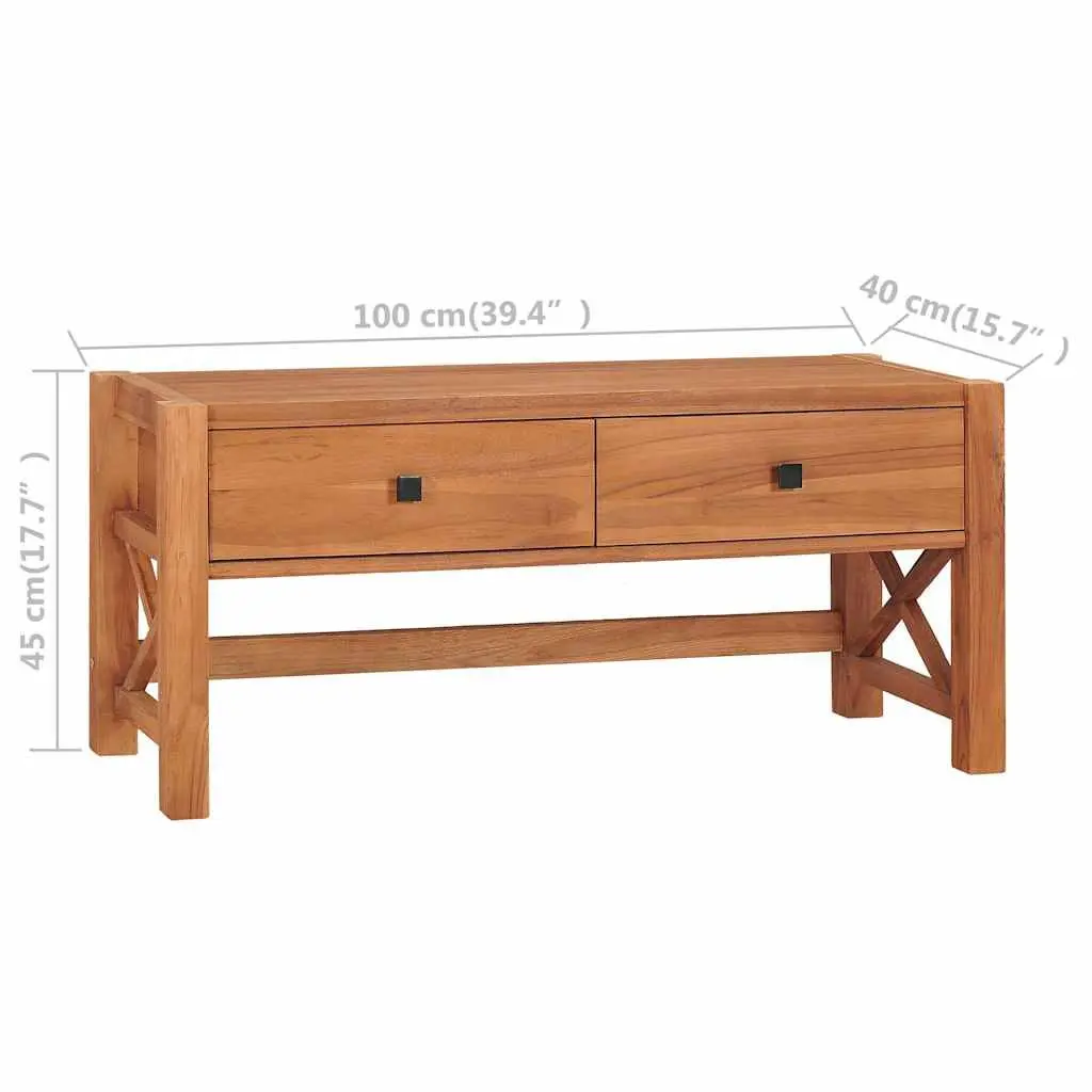 TV Cabinet 100x40x45 cm Teak Wood Storage Unit with Drawers Living Room