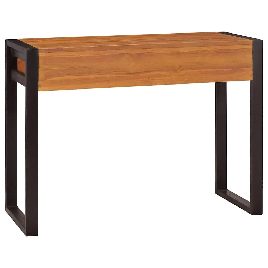 Desk Solid Teak Wood 100x40x75 cm Brown with 2 Drawers Office Table Storage Furniture