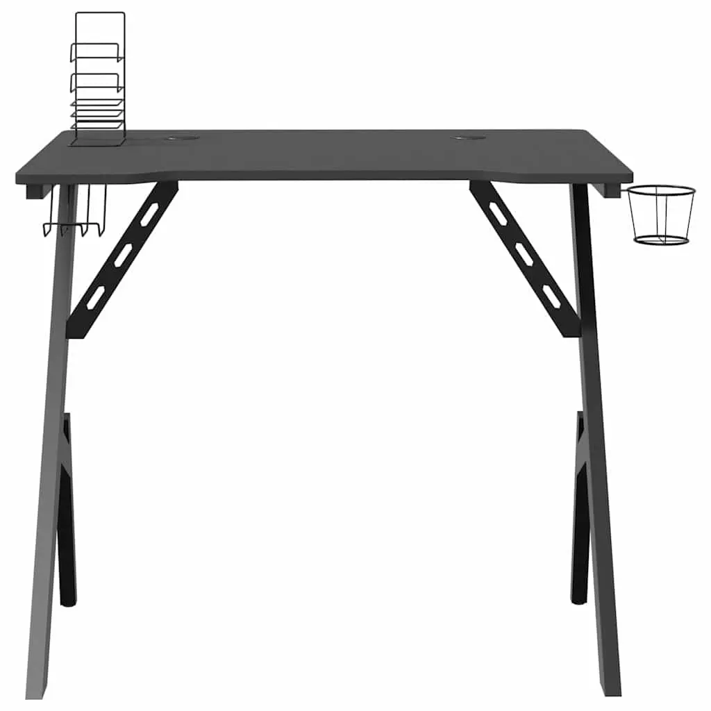 Gaming Desk with Y Shape Legs Black Computer Workstation Setup 90x60x75cm