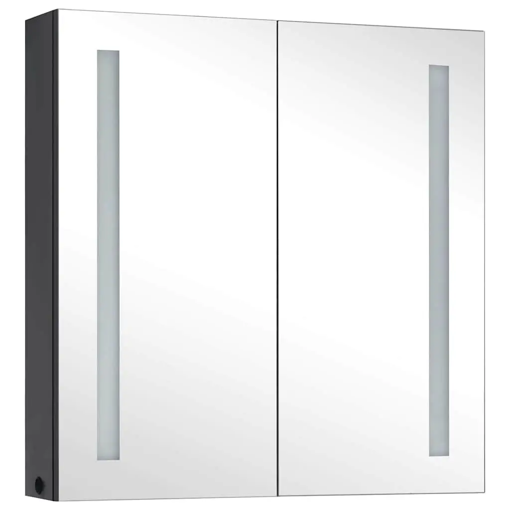 Bathroom Vanity Mirror Cabinet MDF 62x14x60cm Anthracite LED Storage Unit