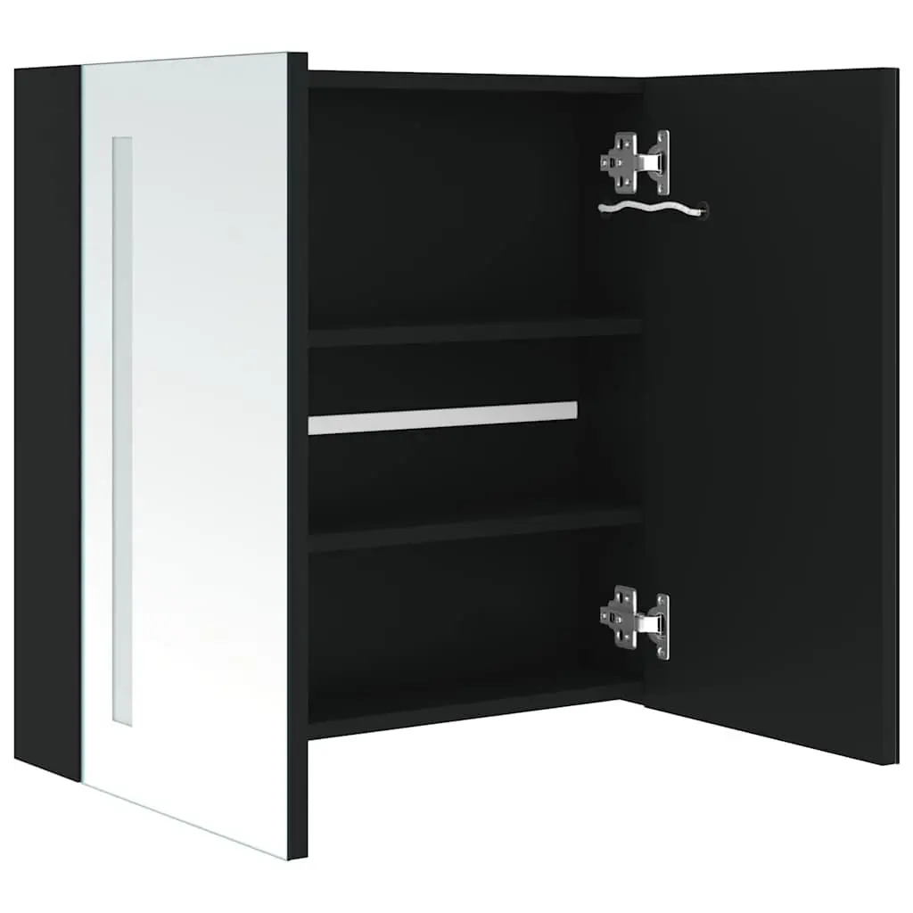 Bathroom Vanity Mirror Cabinet MDF 62x14x60cm Anthracite LED Storage Unit