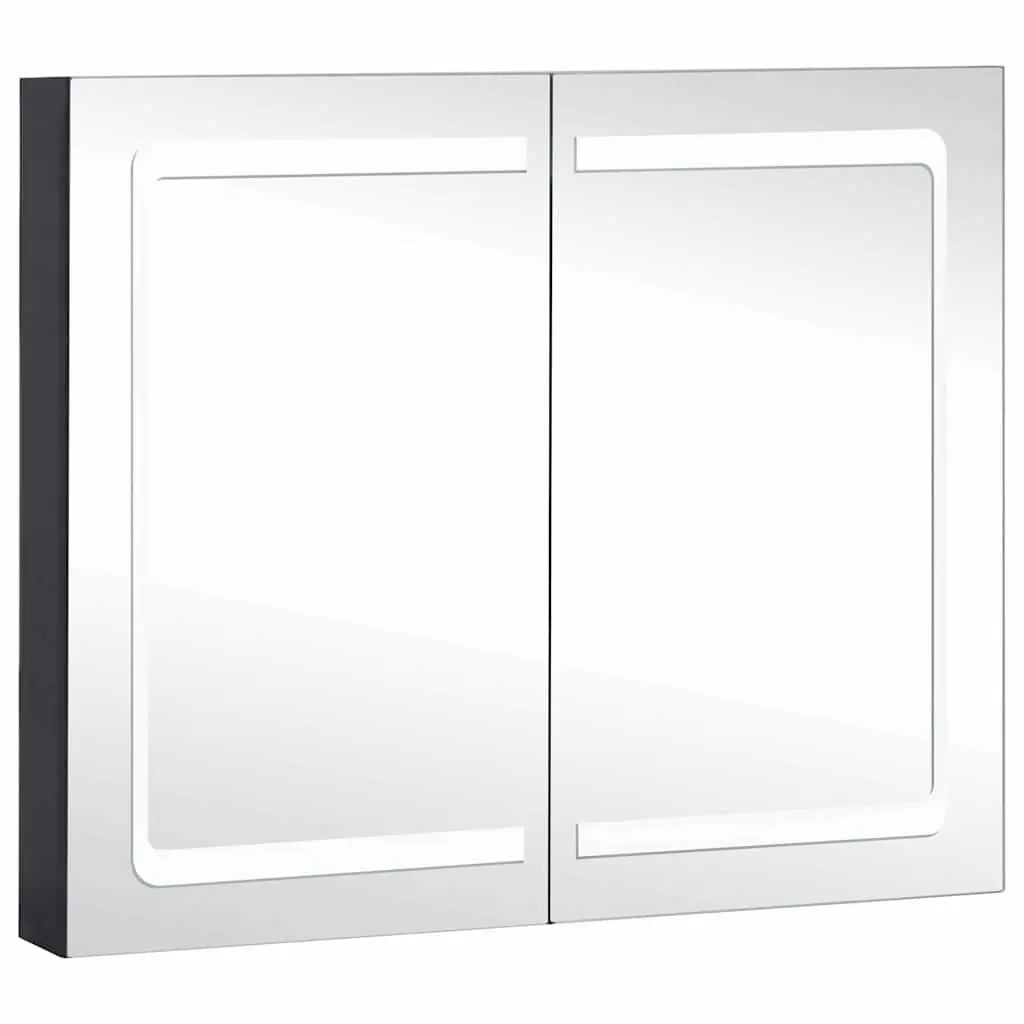 Bathroom Mirror Cabinet Storage Unit LED Anthracite 80x12.2x68cm