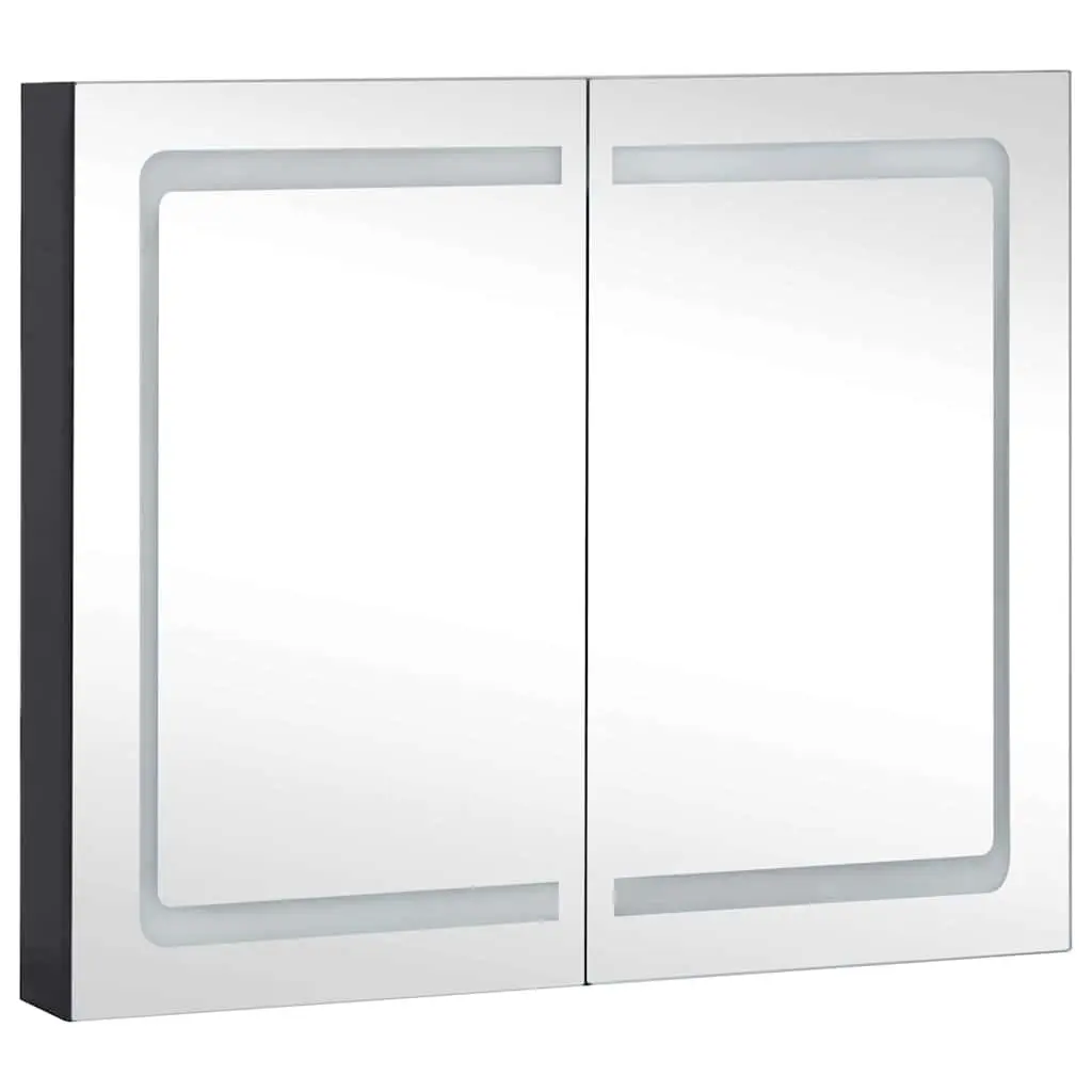 Bathroom Mirror Cabinet Storage Unit LED Anthracite 80x12.2x68cm