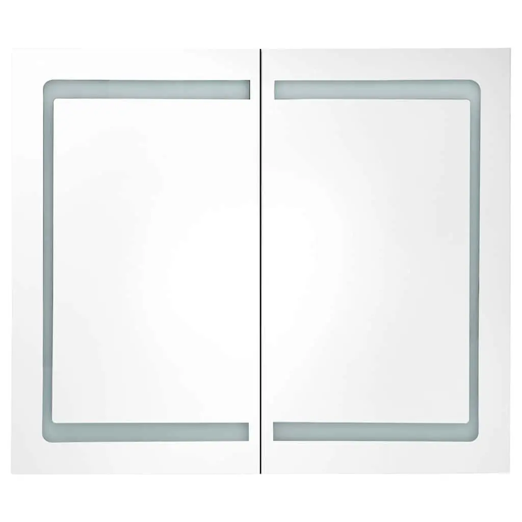 Bathroom Mirror Cabinet Storage Unit LED Anthracite 80x12.2x68cm