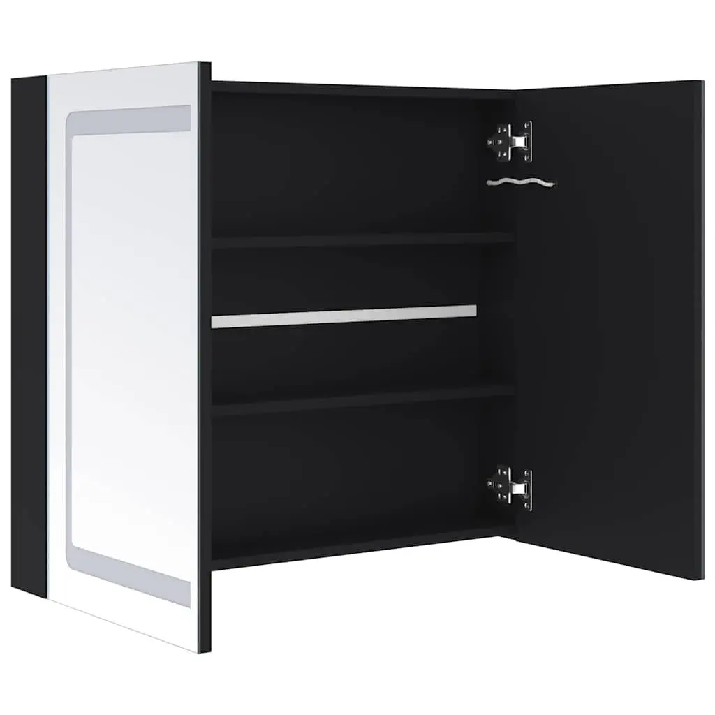 Bathroom Mirror Cabinet Storage Unit LED Anthracite 80x12.2x68cm
