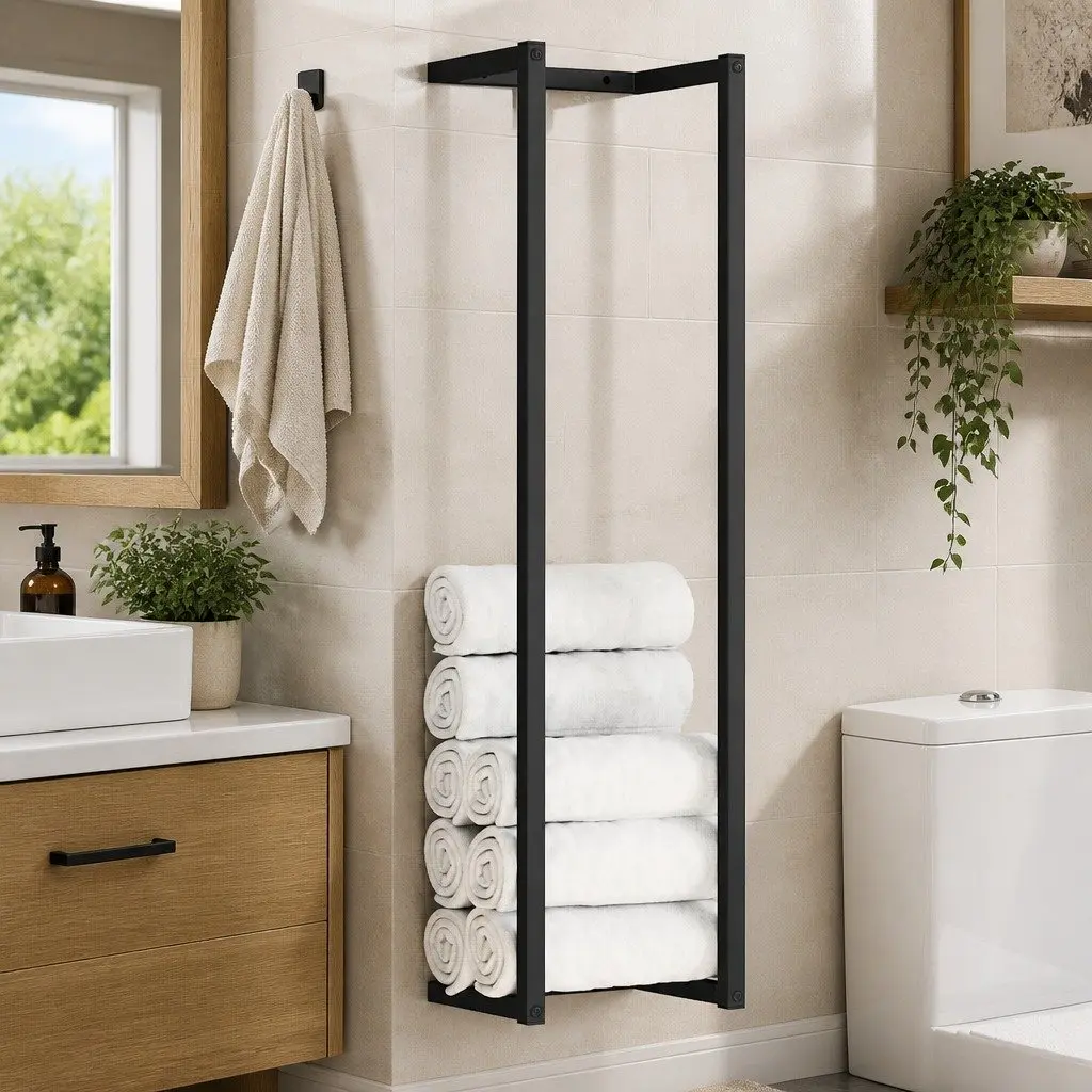 Wall-Mounted Towel Rack for Organized Spaces