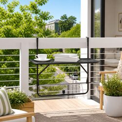 Versatile Outdoor Balcony Table with Foldable Design