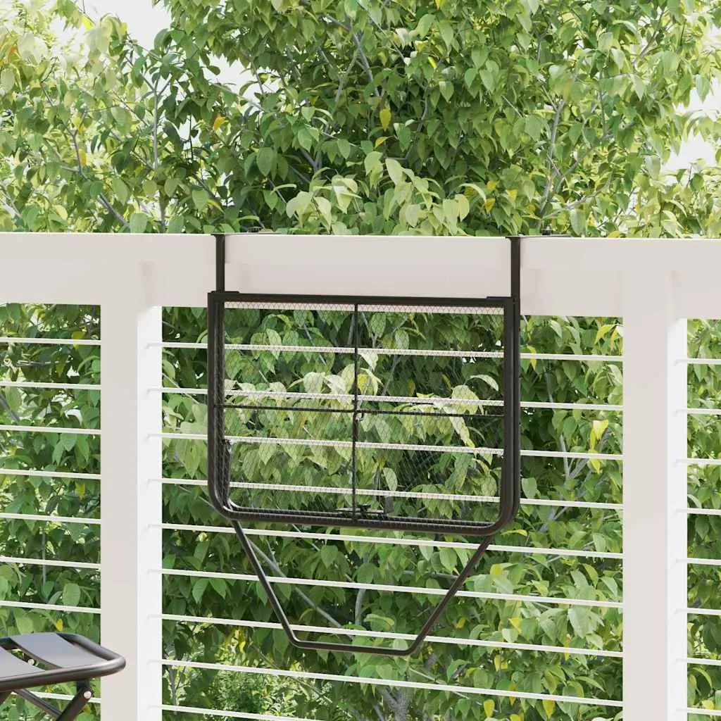 Balcony Side Table Foldable Outdoor Coffee Black Steel Mesh 60x40cm