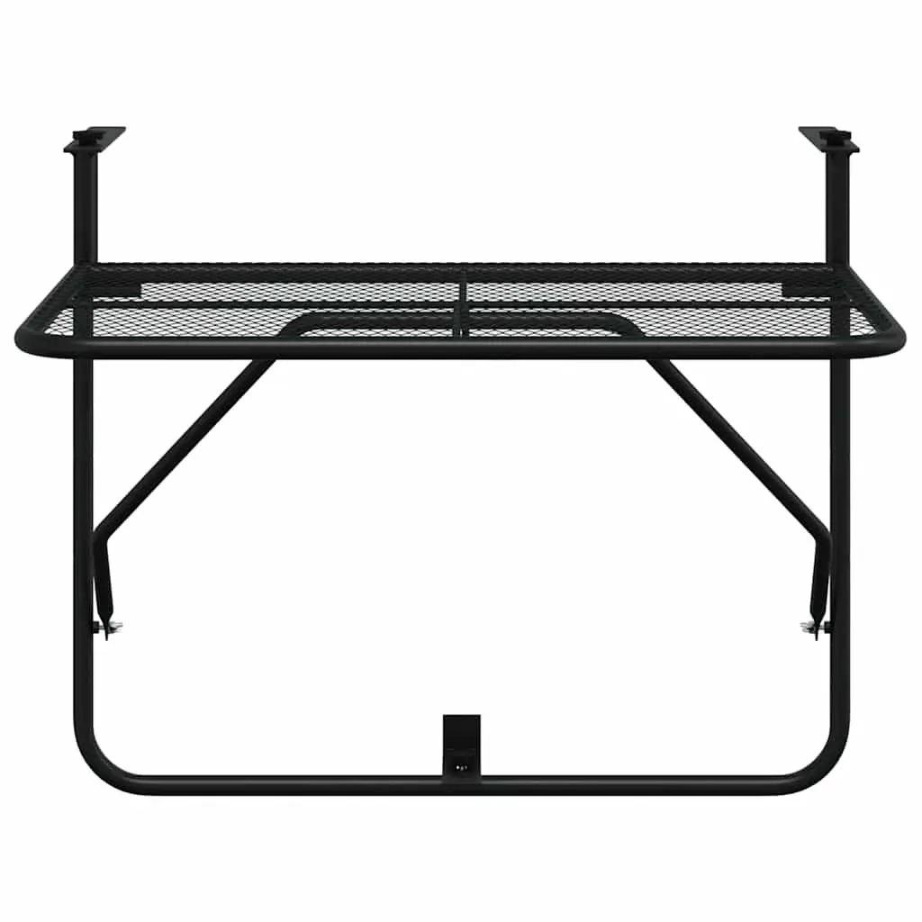 Balcony Side Table Foldable Outdoor Coffee Black Steel Mesh 60x40cm