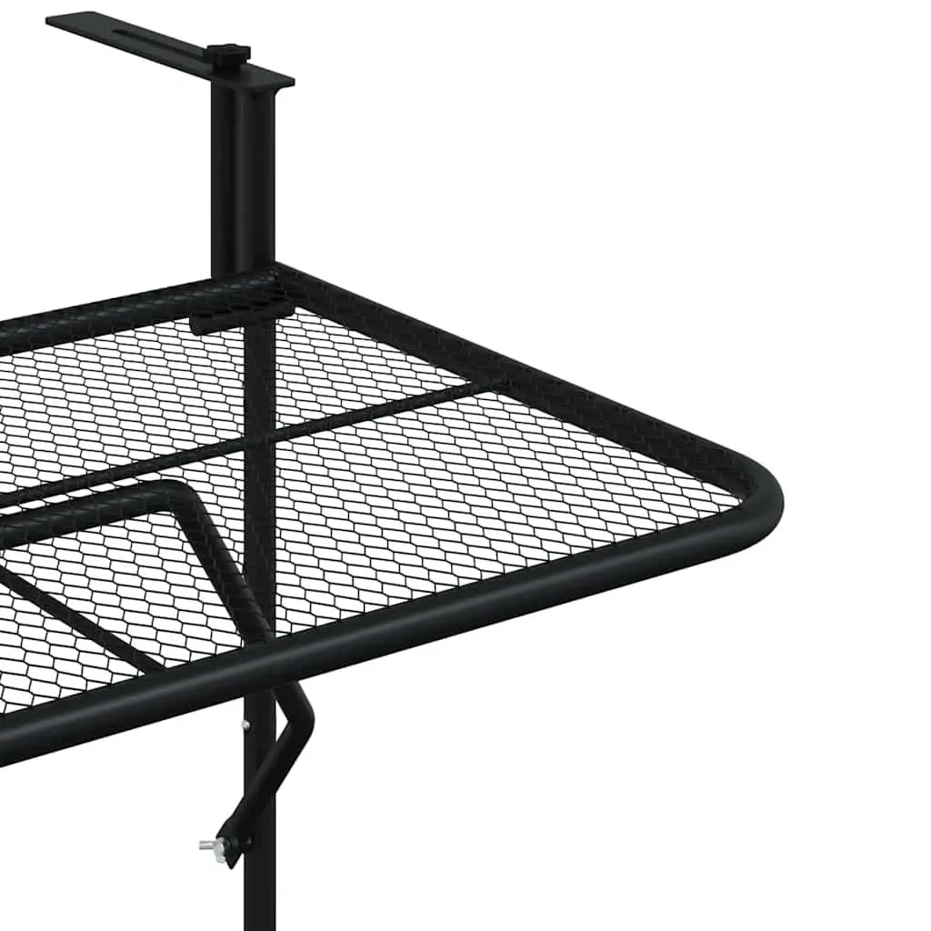 Balcony Side Table Foldable Outdoor Coffee Black Steel Mesh 60x40cm