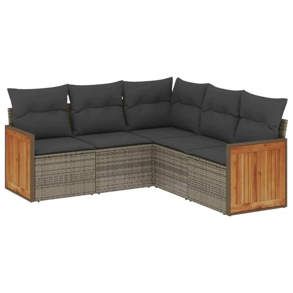 Garden Sofa Set PE Rattan Modular 5 Piece Outdoor Furniture Grey