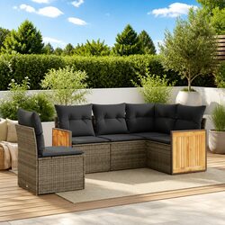 Practical 5-Piece Grey Outdoor Sofa Set for Home Use