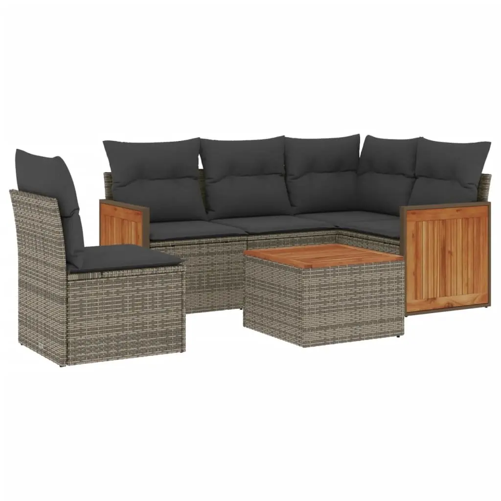 Garden Sofa Set PE Rattan Modular 6 Piece Outdoor Furniture Grey