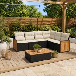 Practical 6 Piece Black Garden Sofa Set for Every Outdoor Setting