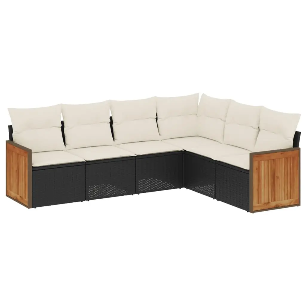 Garden Sofa Set PE Rattan Modular 6 Piece Outdoor Furniture Black