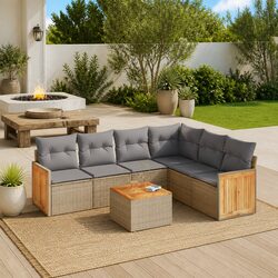 Practical 7 Piece Garden Sofa Set for Outdoor Use