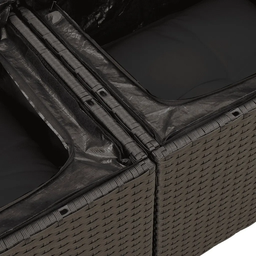 Garden Sofa Set 6 Piece Outdoor Furniture Patio Lounge Black Poly Rattan Modular