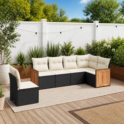 Practical 6-Piece Black Garden Sofa Set for Any Outdoor Space
