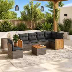 Practical 7 Piece Garden Sofa Set for Outdoor Use