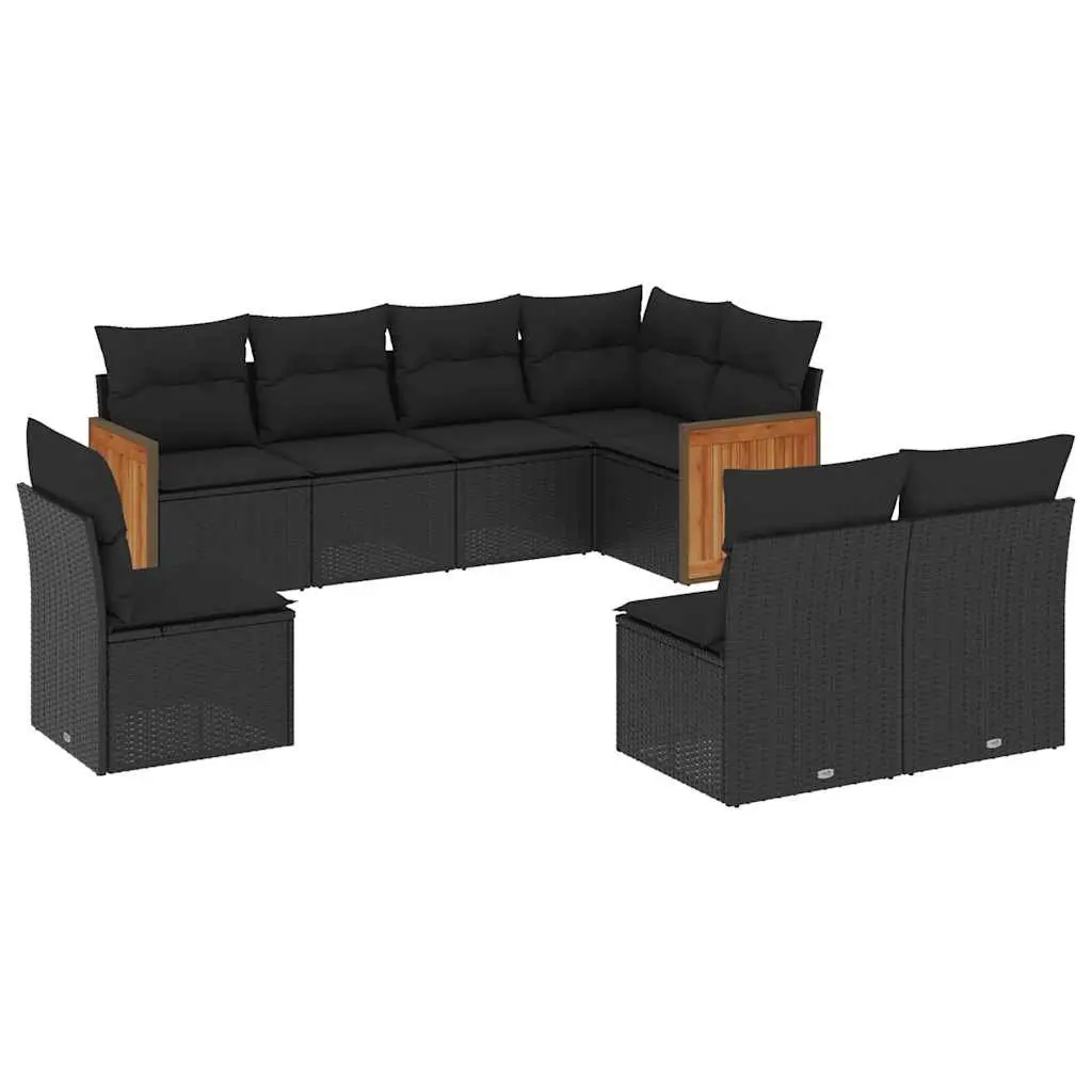 Garden Sofa Set 8 Piece Outdoor Furniture Patio Lounge Black Poly Rattan Modular