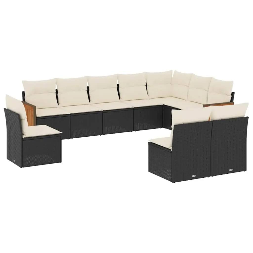 Modular Outdoor Furniture Set 10 Piece Black PE Poly Rattan Garden Sofa