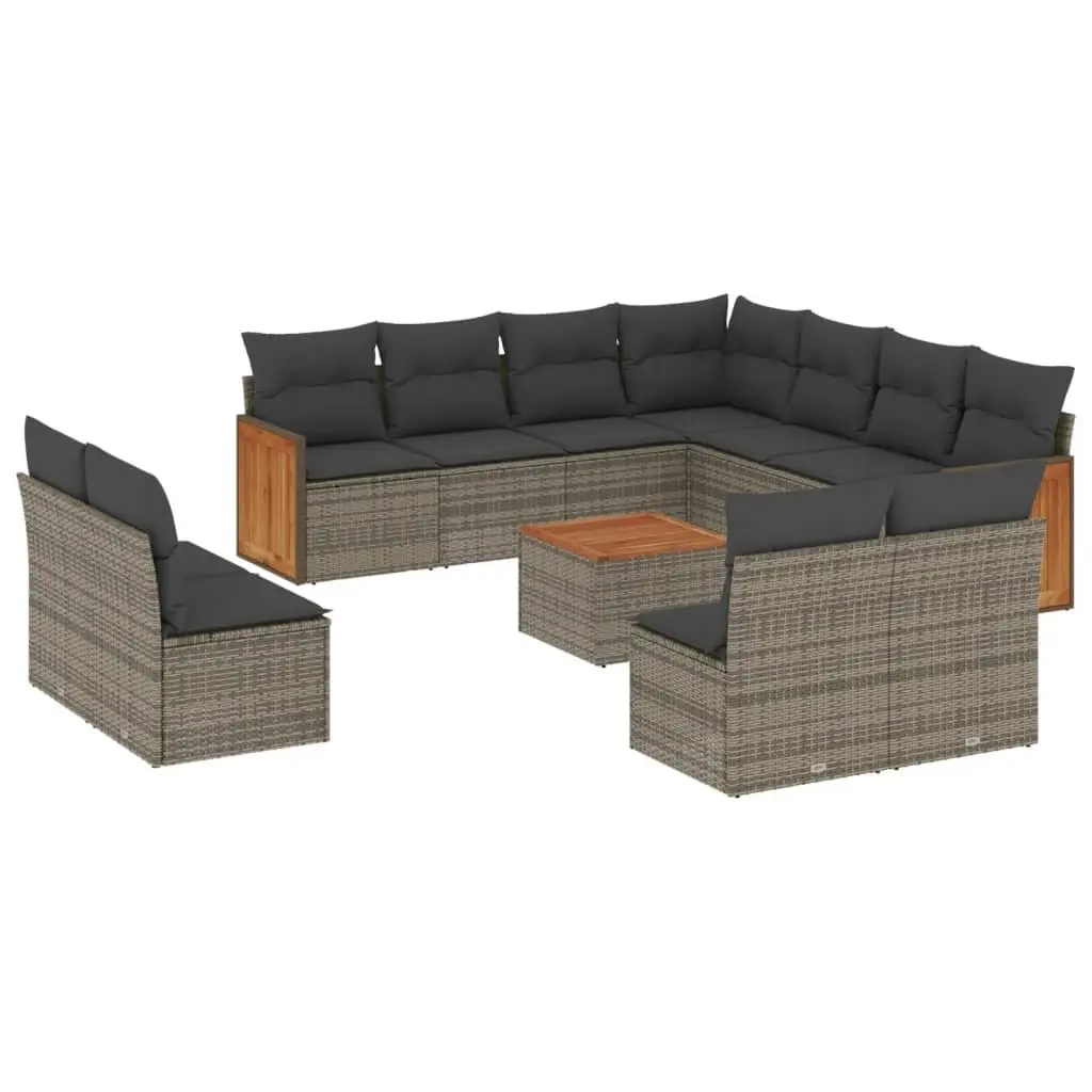 Garden Sofa Set 12 Piece Outdoor Furniture Grey Poly Rattan Patio Sectional