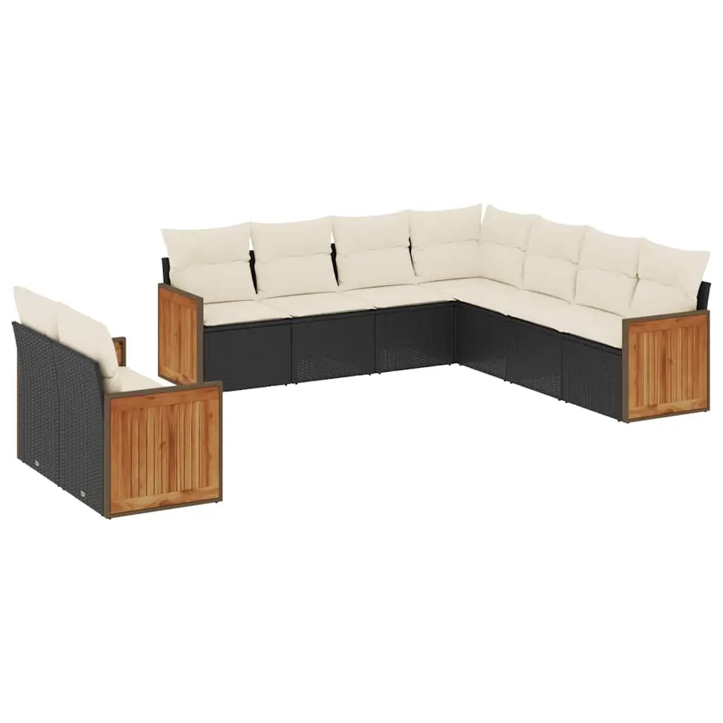 Garden Sofa Set 9 Piece Outdoor Furniture Patio Sectional Black Rattan Modular