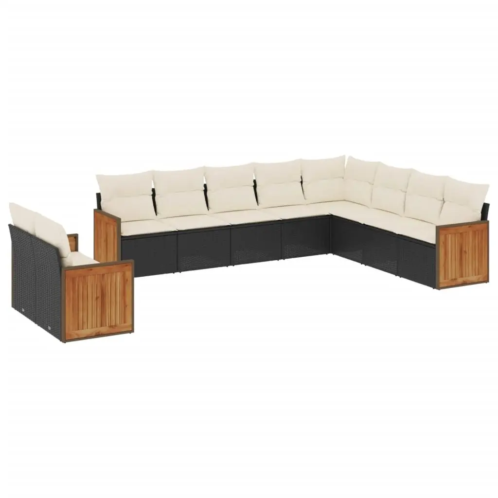 Garden Sofa Set PE Rattan 10 Piece Outdoor Furniture Modular Black