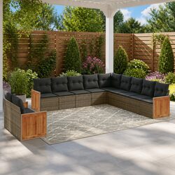 Practical 11 Piece Grey Sofa Set for Outdoor Living