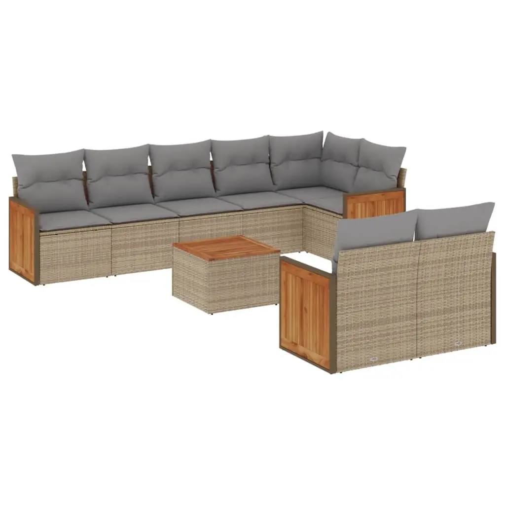 Outdoor Garden Sofa Set 9 Piece Modular Patio Furniture with Storage Cushions