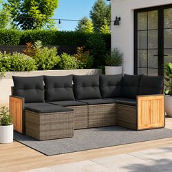 6-Piece Grey Garden Sofa Set for Versatile Outdoor Relaxation