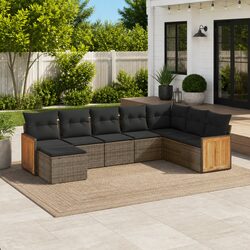 Practical 8-Piece Grey Rattan Sofa Set for Outdoors