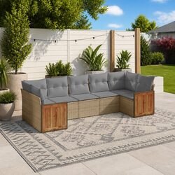 Practical 7 Piece Garden Sofa Set with Cushions