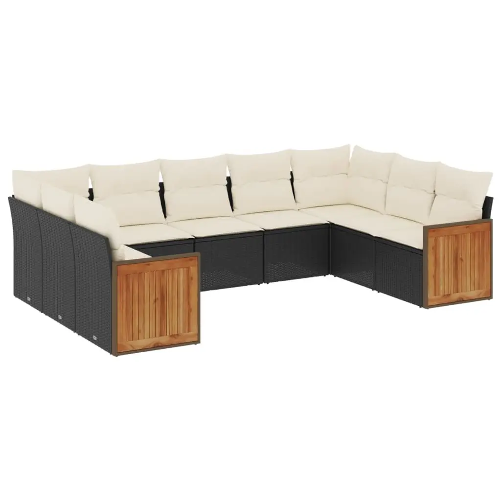 Garden Sofa Set Modular PE Rattan 9 Piece Outdoor Furniture Black