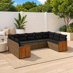 9 Piece Garden Sofa Set Grey for Home Use