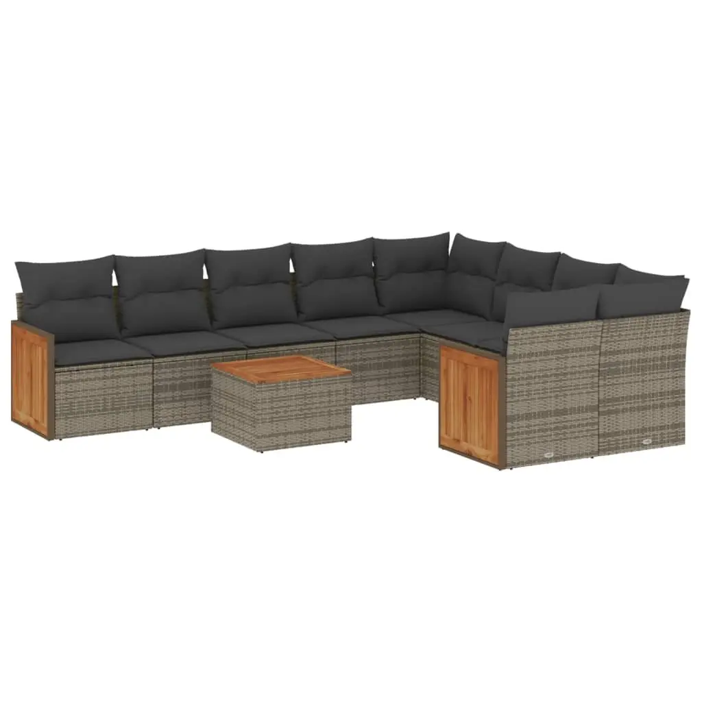 Garden Sofa Set Modular PE Rattan 10 Piece Outdoor Furniture Patio Lounge Grey