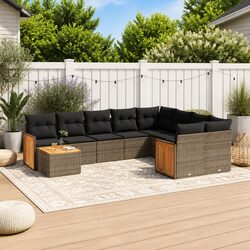 10 Piece Garden Sofa Set with Cushions Outdoor Furniture Patio Grey Modular