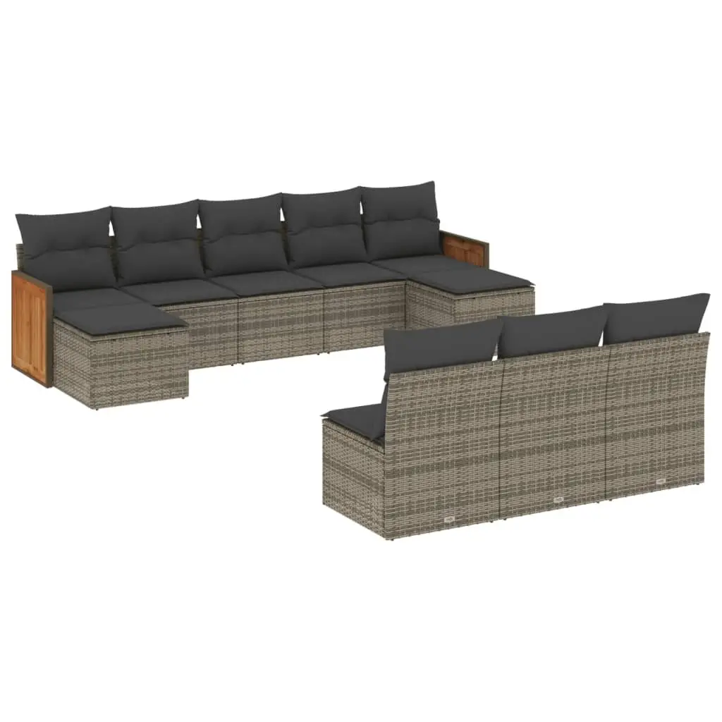 Garden Sofa Set 10 Piece Outdoor Furniture Patio Grey Poly Rattan Modular