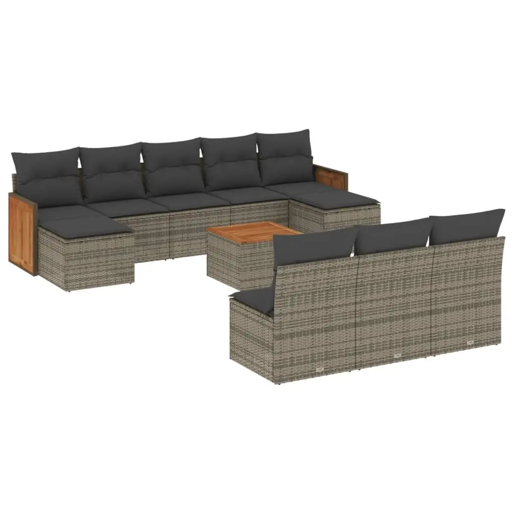 Garden Sofa Set 11 Piece Outdoor Furniture Patio Grey Poly Rattan Modular