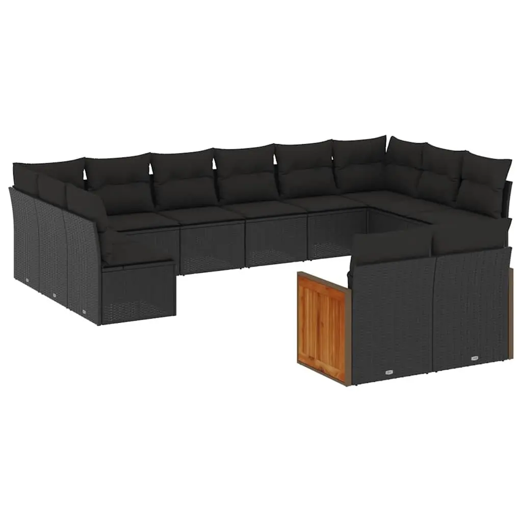 Garden Sofa Set Modular PE Rattan 12 Piece Outdoor Furniture Black