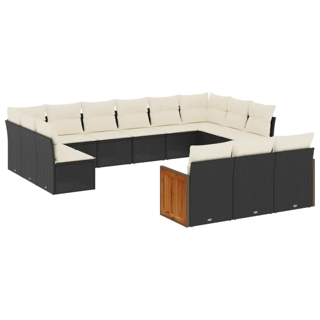 Modular Outdoor Furniture Set Black PE Rattan Sofa 13 Piece Patio Seating