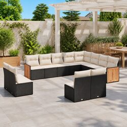 Comfortable 12 Piece Black Garden Sofa Set