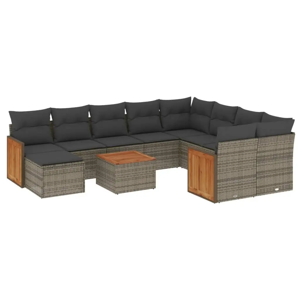 Garden Sofa Set PE Rattan Modular 11 Piece Outdoor Furniture Grey