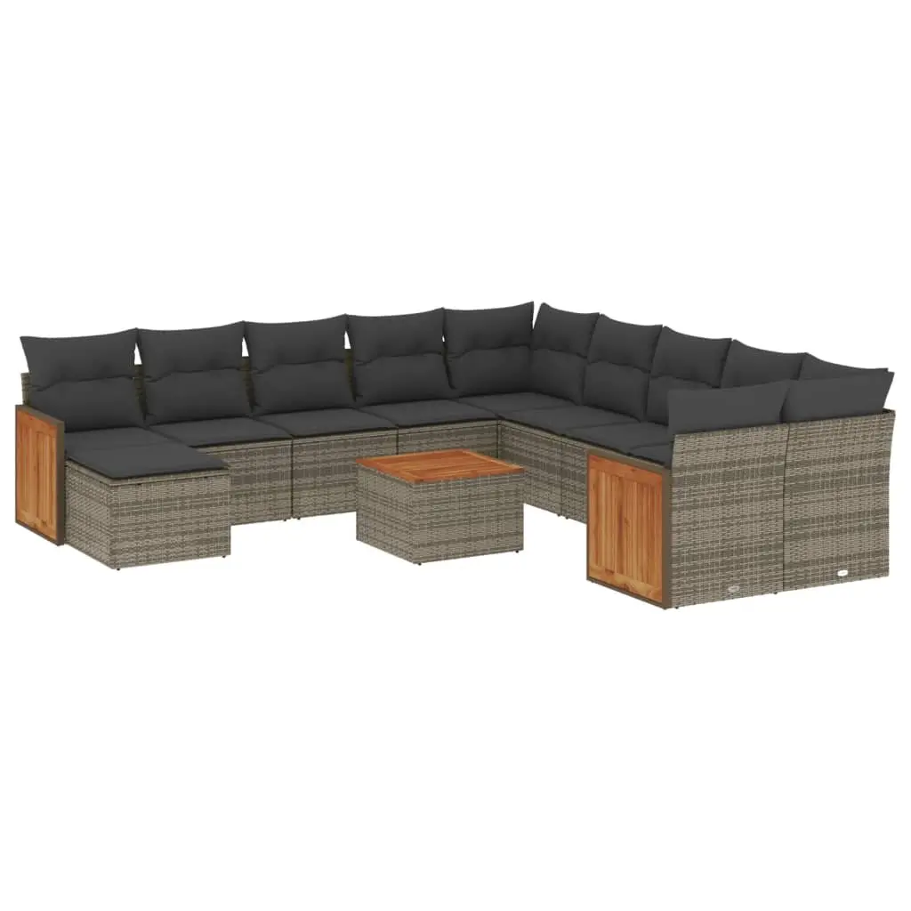 Garden Sofa Set 12 Piece Outdoor Furniture Grey Poly Rattan Modular Patio