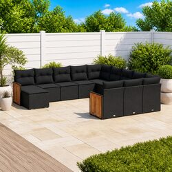 Practical 12 Piece Black Garden Sofa Set for Any Outdoor Space