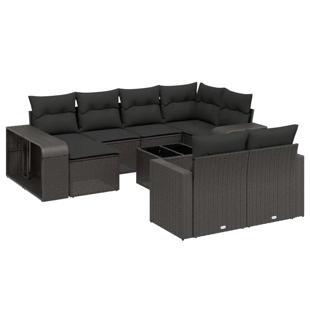 11 Piece Outdoor Garden Sofa Set Poly Rattan Sectional Black