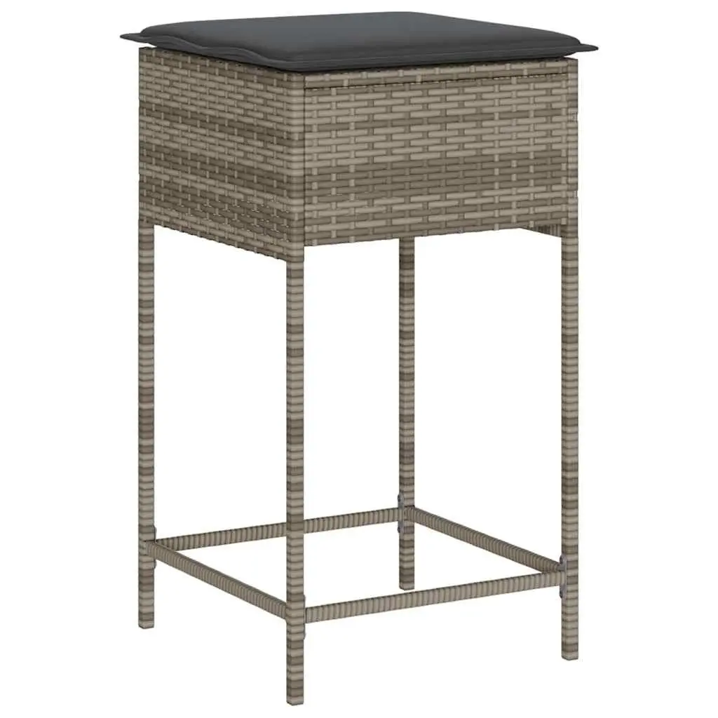 Garden Bar Set PE Rattan 5 Piece Grey Outdoor Patio Furniture