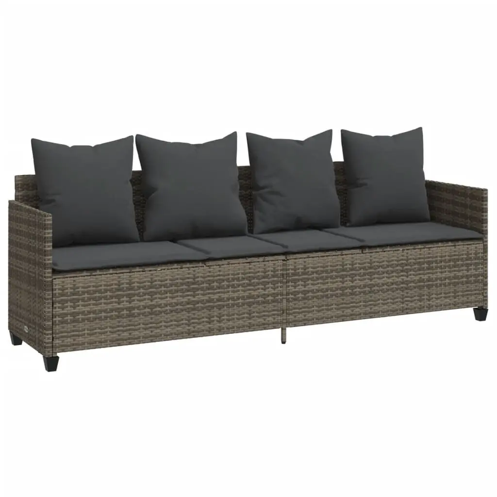 5 Piece Outdoor Garden Sofa Set Grey PE Rattan with Cushions